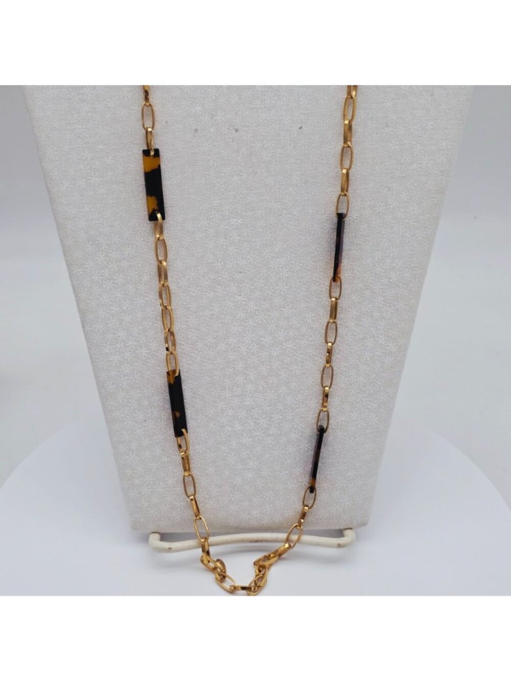 Napier Tortoise Shell & Gold-Tone Chain Link Necklace 32" Adjustable - Picture 5 of 7